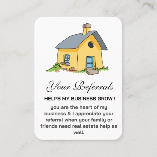 Promotie voor Cute House Real Estate Agent Aanbevelingskaartje (Voorkant)