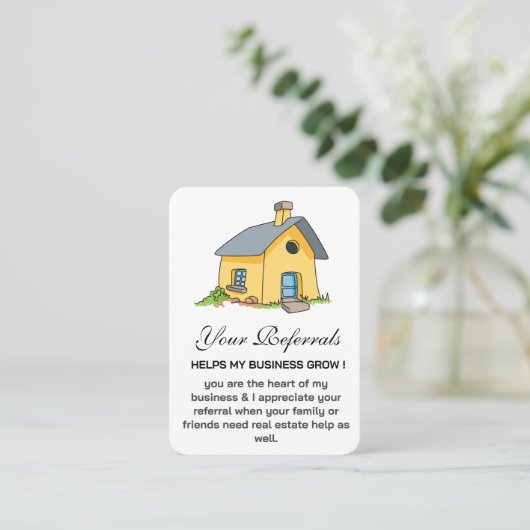 Promotie voor Cute House Real Estate Agent Aanbevelingskaartje (Staand voorkant)