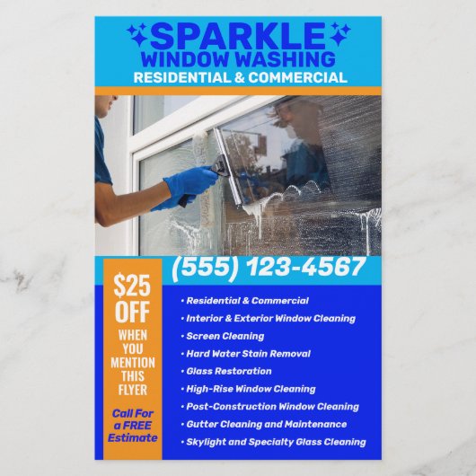Promotie voor het opschonen van vensters flyer (Voorkant)