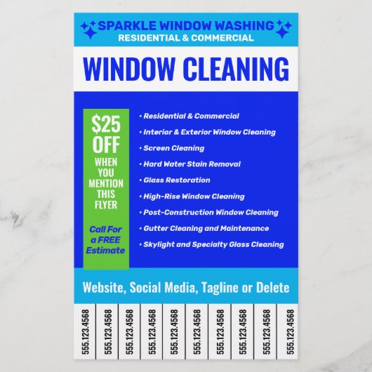 Promotie voor het opschonen van vensters flyer (Voorkant)
