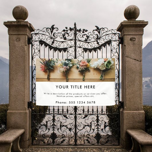 Promotie voor zakelijke fotobanner en -tekst spandoek