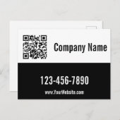 Promotie Zwart-wit Sjabloon QR Code Briefkaart (Voorkant / Achterkant)