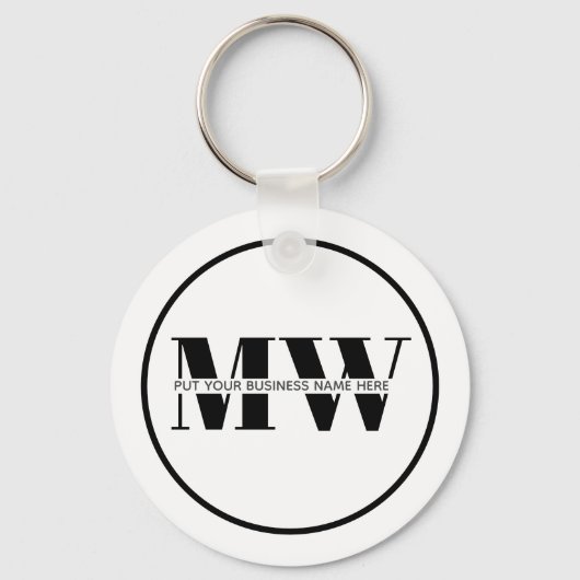 Promotie zwart-witmonogram Logo Sleutelhanger (Voorkant)