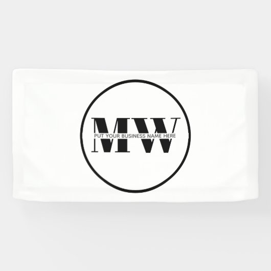 Promotie zwart-witmonogram Logo voor bedrijven Spandoek (Horizontaal)