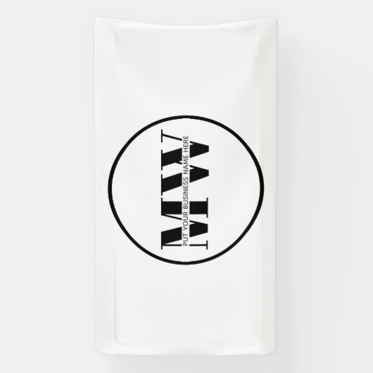Promotie zwart-witmonogram Logo voor bedrijven Spandoek (Verticaal)