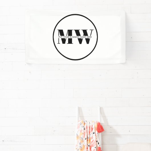 Promotie zwart-witmonogram Logo voor bedrijven Spandoek (Insitu)