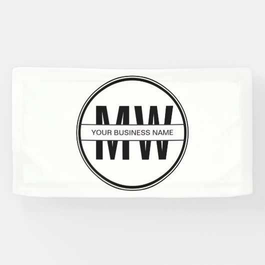 Promotie zwart-witmonogram Logo voor bedrijven Spandoek (Horizontaal)