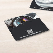 Promotie zwarte-inktpapiertas voor fotograaf kartonnen onderzetters (Schuin)