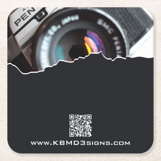 Promotie zwarte-inktpapiertas voor fotograaf kartonnen onderzetters (Voorkant)