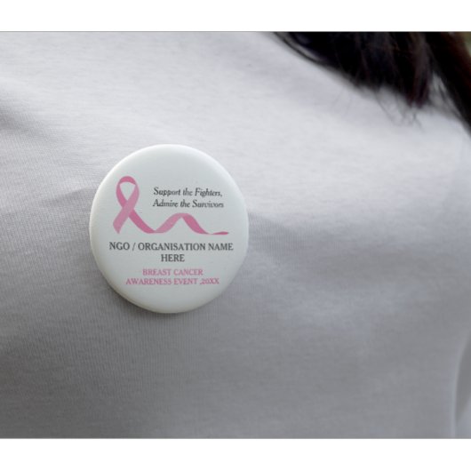 Promotieartikel voor borstkankerevenement ronde button 5,7 cm