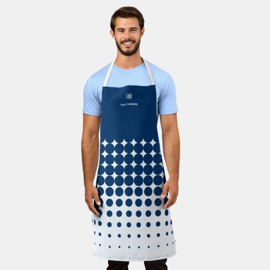 Promotiebedrijf Logo Naam Blauw & Wit Schort (Gedragen)