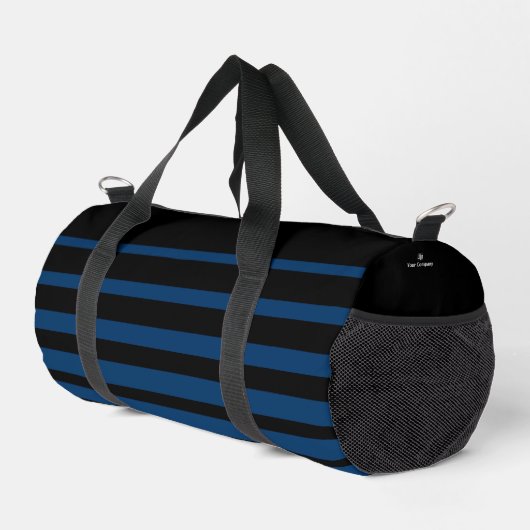Promotiebedrijf Logo Naam Blue Striped Black Plunjezak (Rechterhoek)