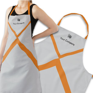 Promotiebedrijf Logo Naam Sinaasappel Accents Grij Schort