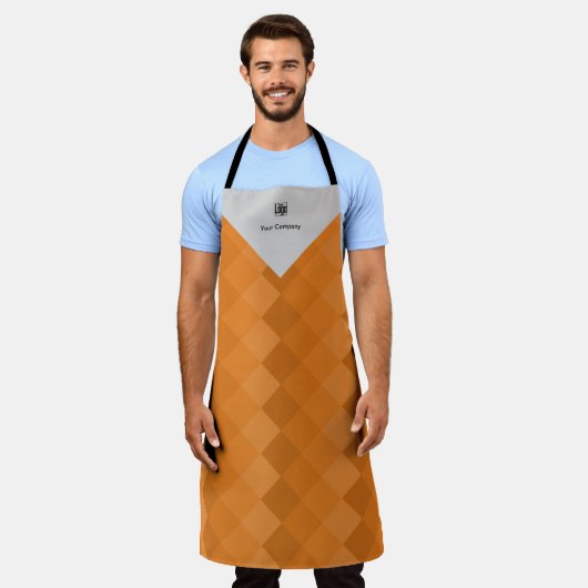 Promotiebedrijf Logo Naam Sinaasappel & Grijs Schort (Gedragen)