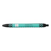 Promotiefpatroon Turquoise Polka Dot Zwarte Inkt Pen (Voorkant)