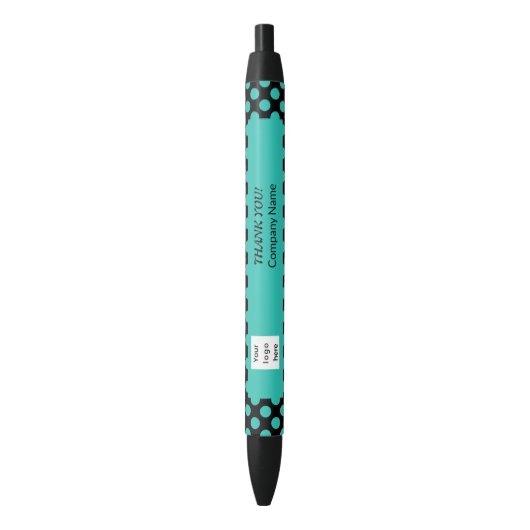 Promotiefpatroon Turquoise Polka Dot Zwarte Inkt Pen (Voorkant Verticaal)
