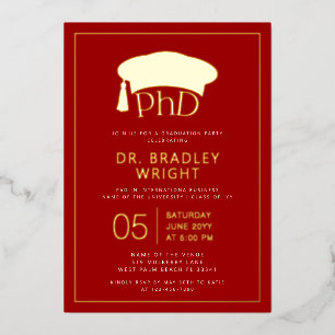 Promotiehoed Doctoraat Afstuderen Folie Uitnodiging