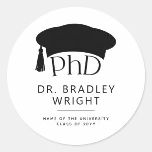 Promotiehoed Doctoraat Diploma Afstuderen Ronde Sticker
