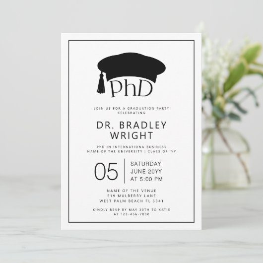 Promotiehoed PhD Doctoraat Afstuderen Kaart (Staand voorkant)