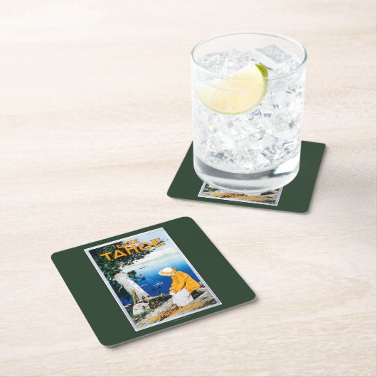 Promotieposter meer op het Tahoe-meer, CA Kartonnen Onderzetters (Insitu)