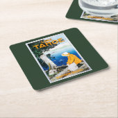 Promotieposter meer op het Tahoe-meer, CA Kartonnen Onderzetters (Schuin)