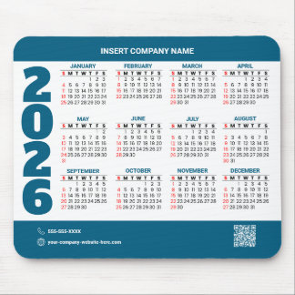 Promotional 2026 Calendar QR Code Mousepad Muismat
