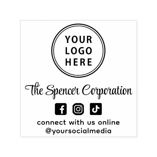 Promotional Business Logo Script Social Media Zelfinktende Stempel (Design)