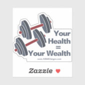Promotional Dumbbell Your Health = Your Wealth Sticker (Vel)