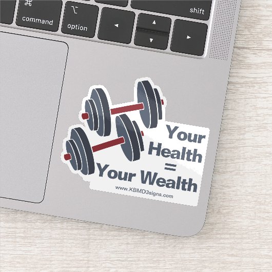 Promotional Dumbbell Your Health = Your Wealth Sticker (Detail)