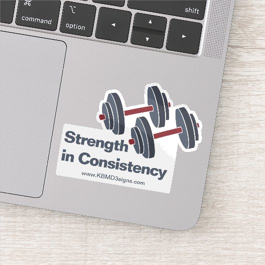 Promotional Gym Dumbbell Strength in Consistency Sticker (Detail)