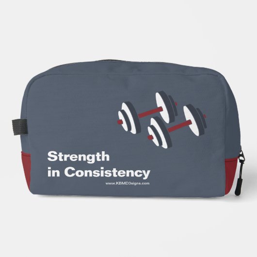 Promotional Gym Motto Strength in Consistency Grey Toilettasje (Voorkant)