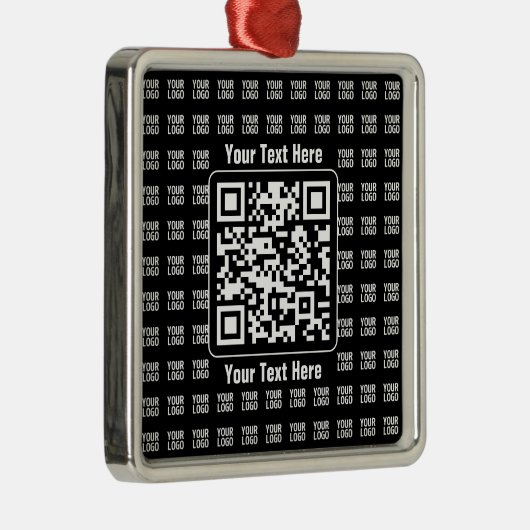 Promotional QR code (editable) plus Logo Pattern Metalen Ornament (Rechts)