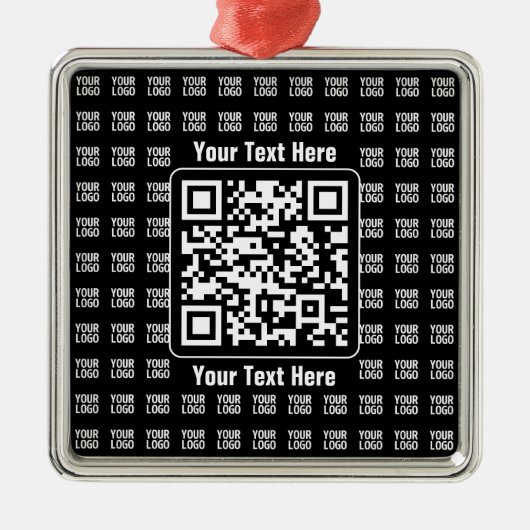 Promotional QR code (editable) plus Logo Pattern Metalen Ornament (Voorkant)