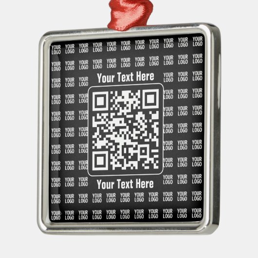Promotional QR code (editable) plus Logo Pattern Metalen Ornament (Links)