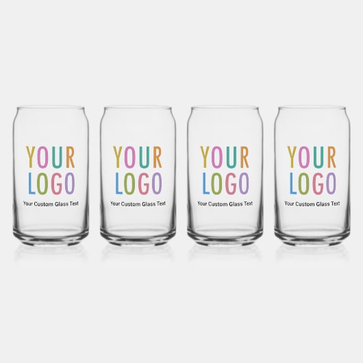 Promotioneel bierblikje pintglas met logo set van  blikvorm glas (Voorkant)