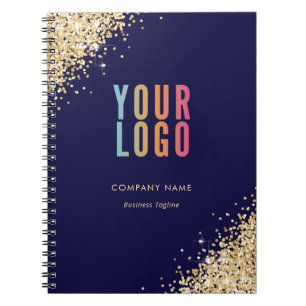 Promotioneel Blauw Gouden Zakelijk Logo Notitieboe Notitieboek