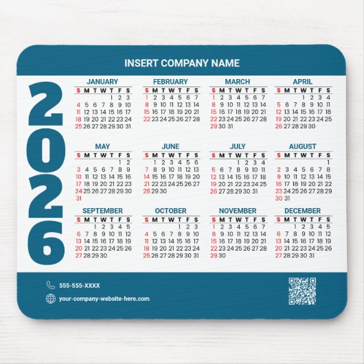 Promotionele 2026 Agenda QR Code Muismat (Voorkant)