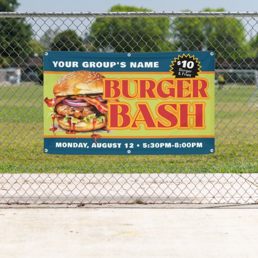Promotionele aangepaste Burger Bash Fondsenwerving Spandoek (Insitu)