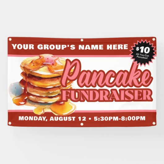 Promotionele aangepaste pannenkoekenvoeder fondsen spandoek (Horizontaal)