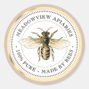 Promotionele Apiary Productlabel Honey Gold Bee Ronde Sticker