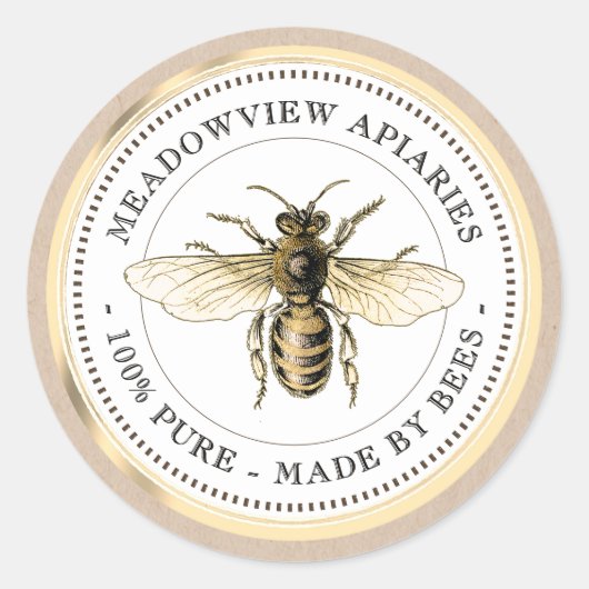 Promotionele Apiary Productlabel Honey Gold Bee Ronde Sticker (Voorkant)