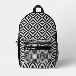 Promotionele Bedrijf Logo Naam Zwart & Wit Bedrukte Rugzak