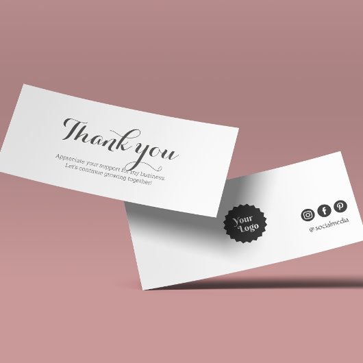 Promotionele benodigdheden dank u zwart-wit mini visitekaartjes