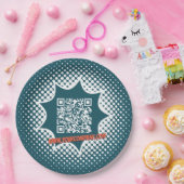 Promotionele blauwe QR-code schoonmaakservice Papieren Bordje (Feest)