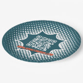 Promotionele blauwe QR-code schoonmaakservice Papieren Bordje (Gekanteld)
