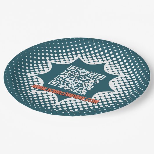 Promotionele blauwe QR-code schoonmaakservice Papieren Bordje (Gekanteld)