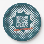 Promotionele blauwe QR-code schoonmaakservice Papieren Bordje (Voorkant)