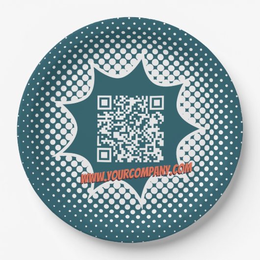 Promotionele blauwe QR-code schoonmaakservice Papieren Bordje (Voorkant)