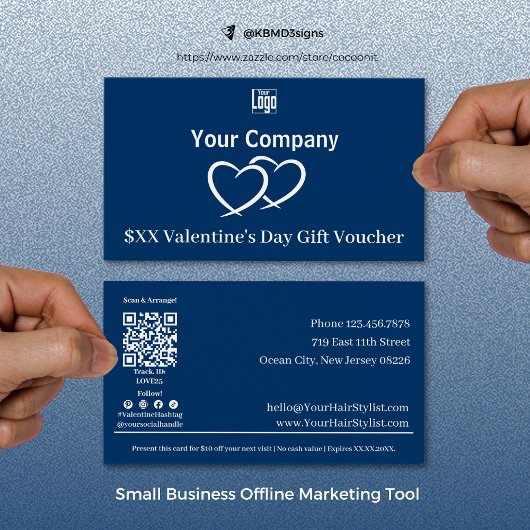 Promotionele Blue Valentijnsdag Gift Voucher Kaart