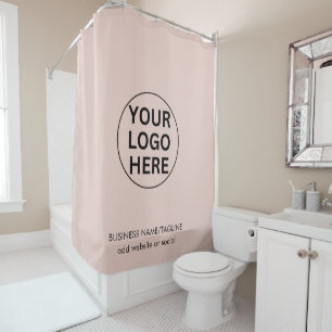 Promotionele Blush Pink Business Logo & Tekst Douchegordijn